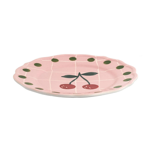 Pink Fruit Plate Pois Rim