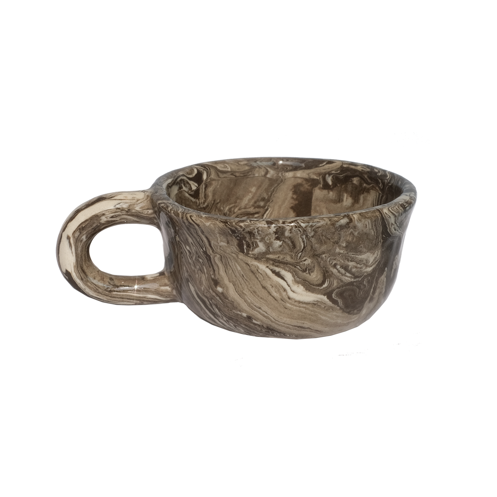 Latte Mug Marble Dark Brown L