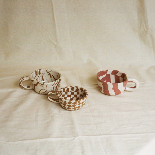 Latte Mug Stripe Choco L