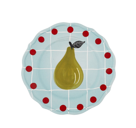 Light Blue Fruit Plate Pois Rim