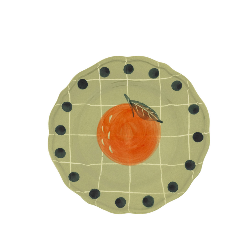 Green Fruit Plate Pois Rim