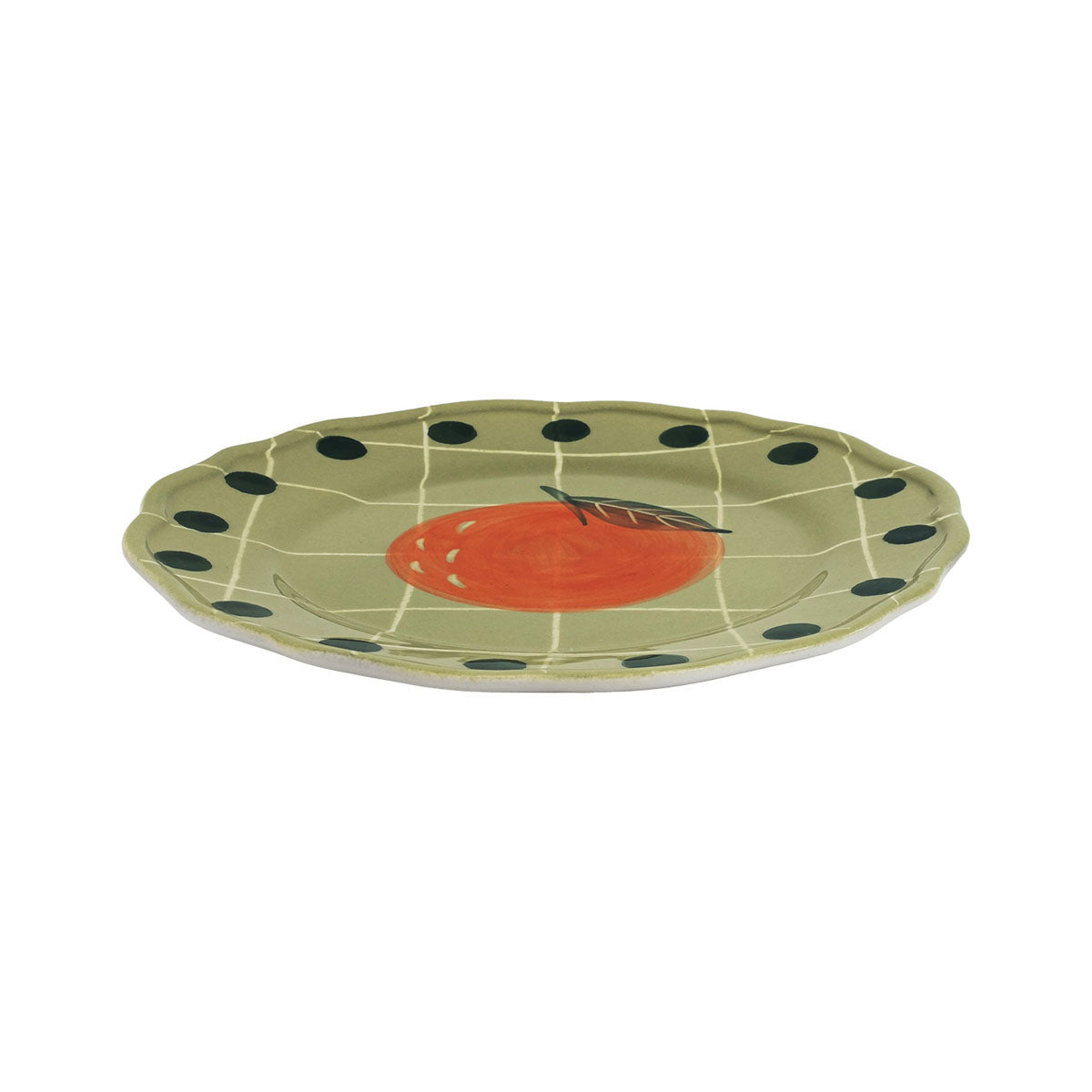 Green Fruit Plate Pois Rim