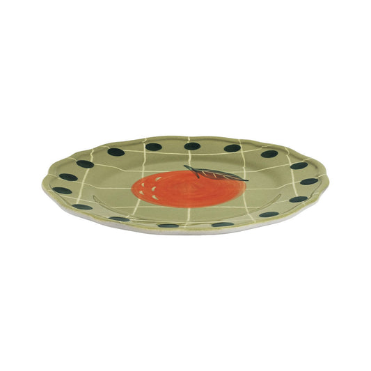 Green Fruit Plate Pois Rim